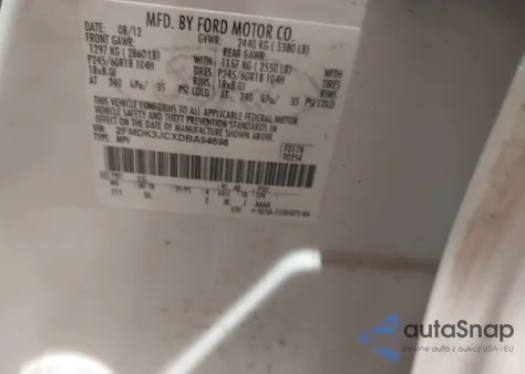2013 Ford Edge Sel from USA, damaged, VIN 2FMDK3JCXDBA94698
